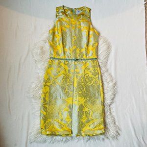 Normandy Monroe Womens Yellow Floral Sleeveless Crewneck Sheath Dress Size 4